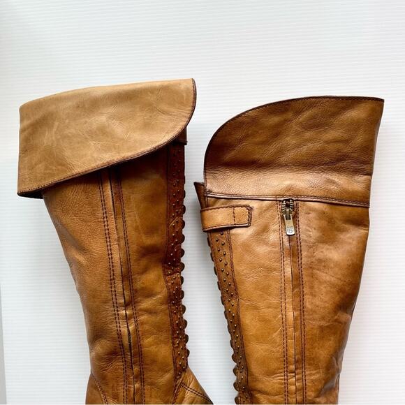 VINCE CAMUTO Bollo Knee High Boots Size 6 Leather Distressed Studs Boho Edgy - Picture 4 of 13